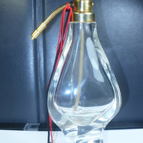 VINTAGE Triangle De Vilbiss Crystal PERFUME BOTTLE Brass Atomizer - Picture 8 of 9